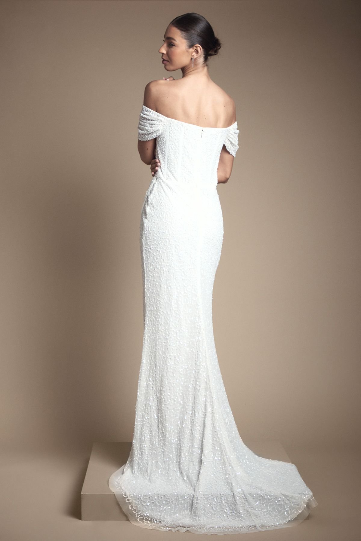 Coast Coast Women's Honoured Sequin Bardot Wrap Skirt Wedding Dress in Ivory - 3