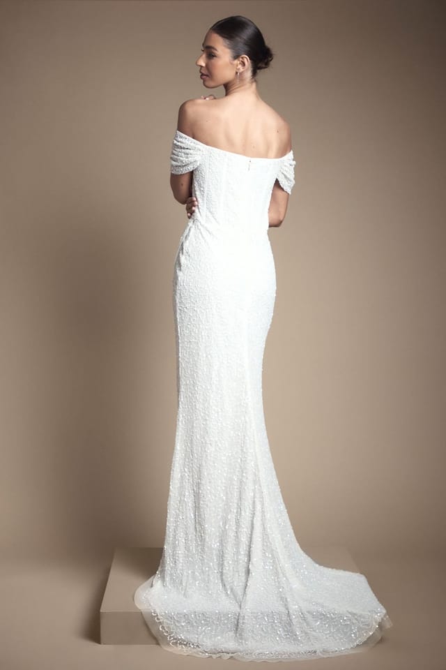 Coast Coast Women's Honoured Sequin Bardot Wrap Skirt Wedding Dress in Ivory - 3
