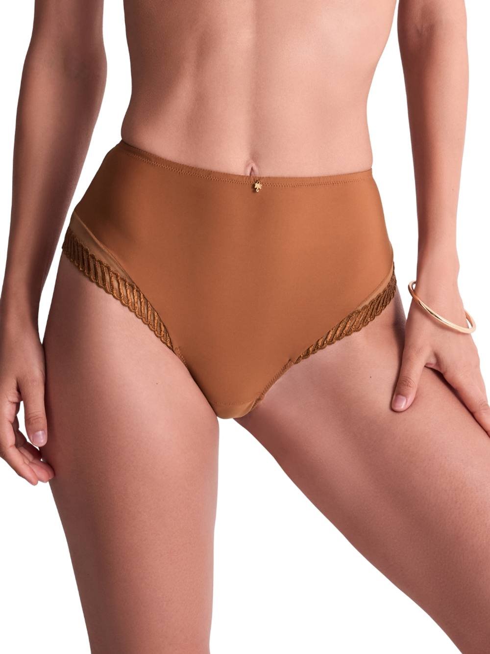Aubade Aubade Women's Sheer Emotion High Waist Brief in Brown - 2