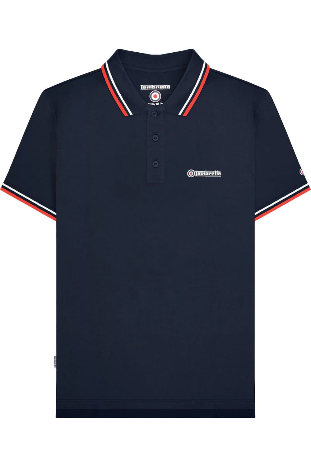 Lambretta Lambretta Men's SS25 Twin Tip Polo Shirt in Mid Navy - 2