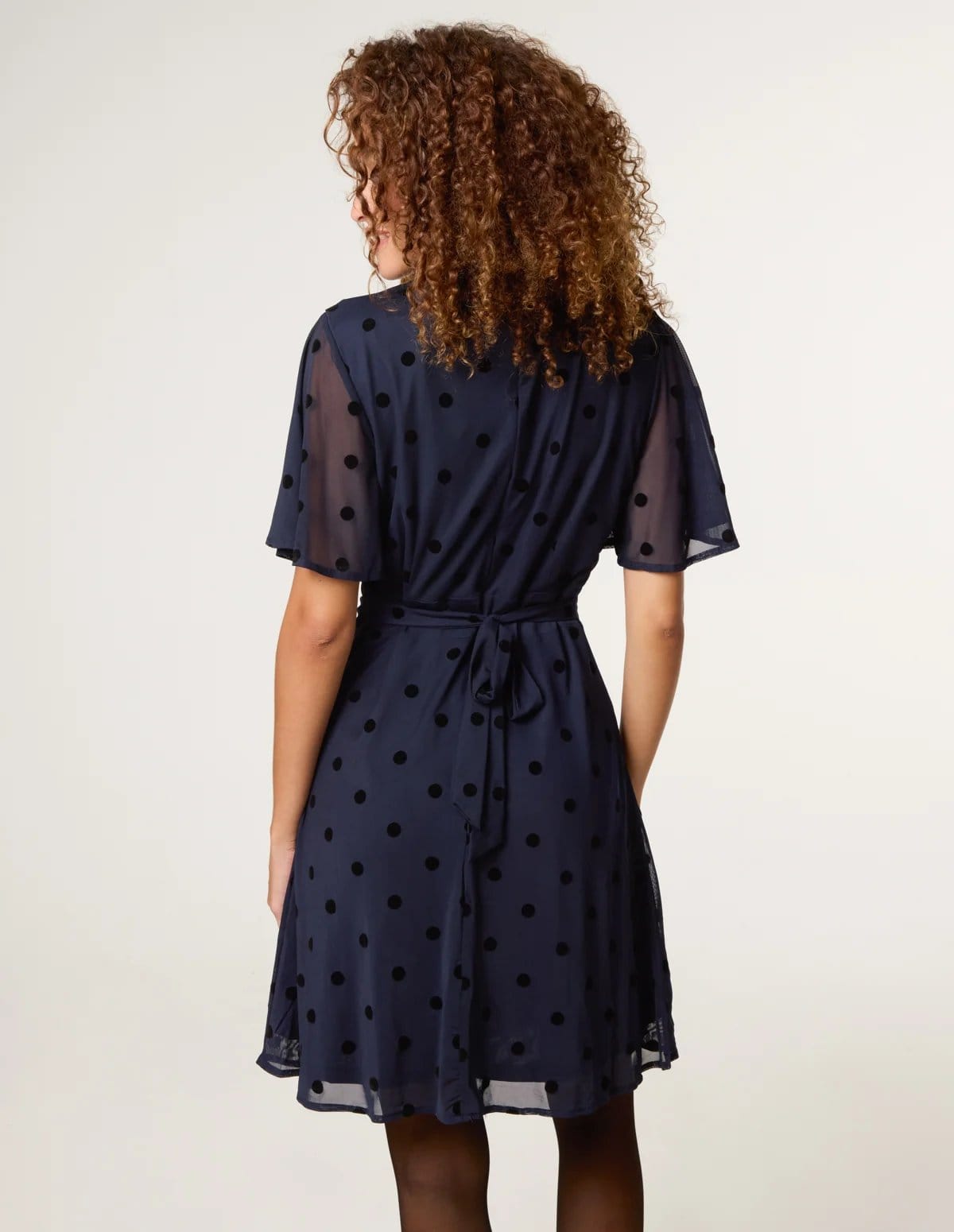 Blue Vanilla Polka Dot Tie Back Dress - 4