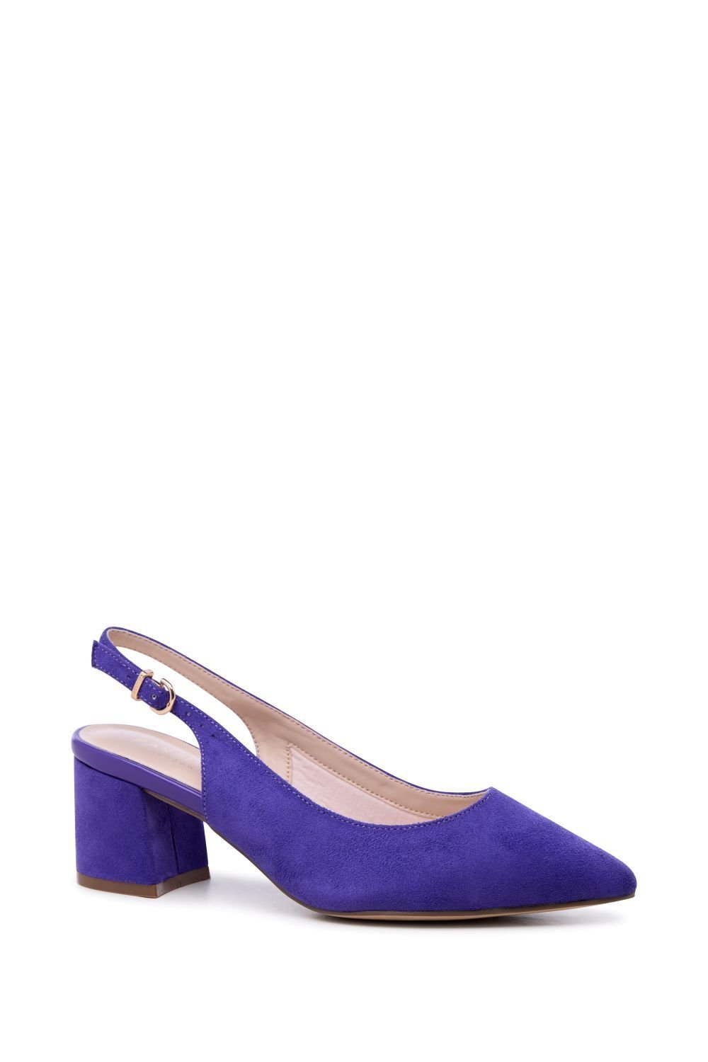 Paradox London Paradox London Women's Wide Fit 'Flynn' Mid Block Heel Sling Back Court Shoes in Purple - 2