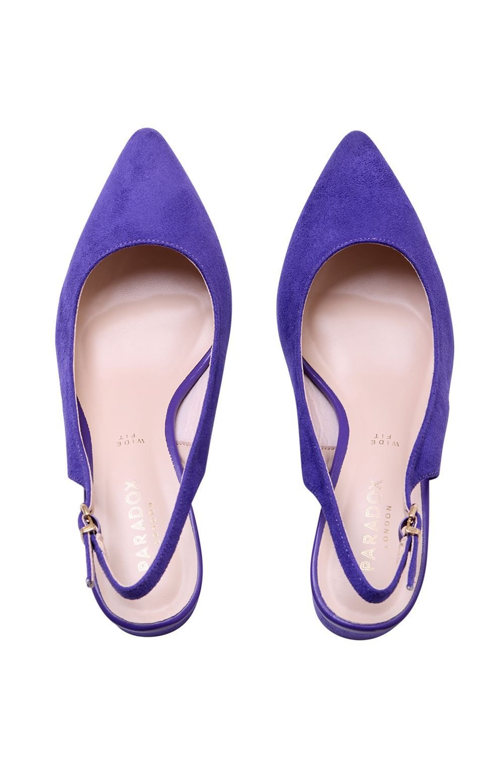 Paradox London Paradox London Women's Wide Fit 'Flynn' Mid Block Heel Sling Back Court Shoes in Purple - 3