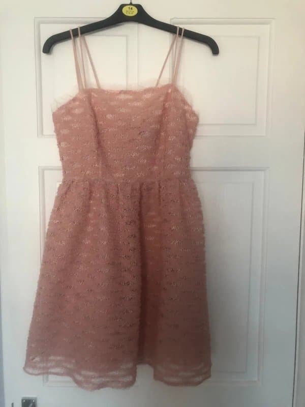 Topshop Topshop Dusty Pink Textured Party Dress