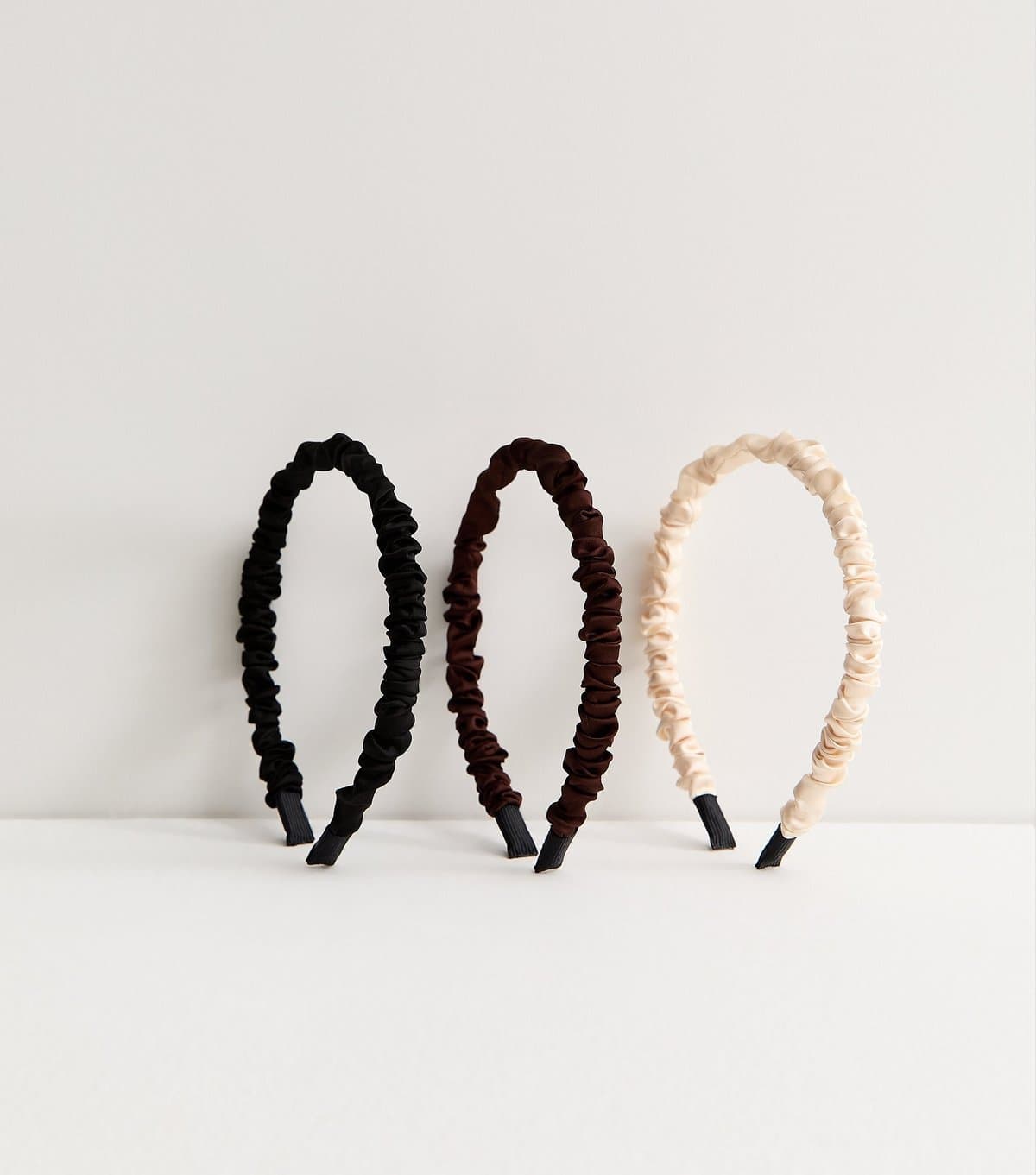 New Look Pack of 3 Brown Ruched Satin Headbands New Look