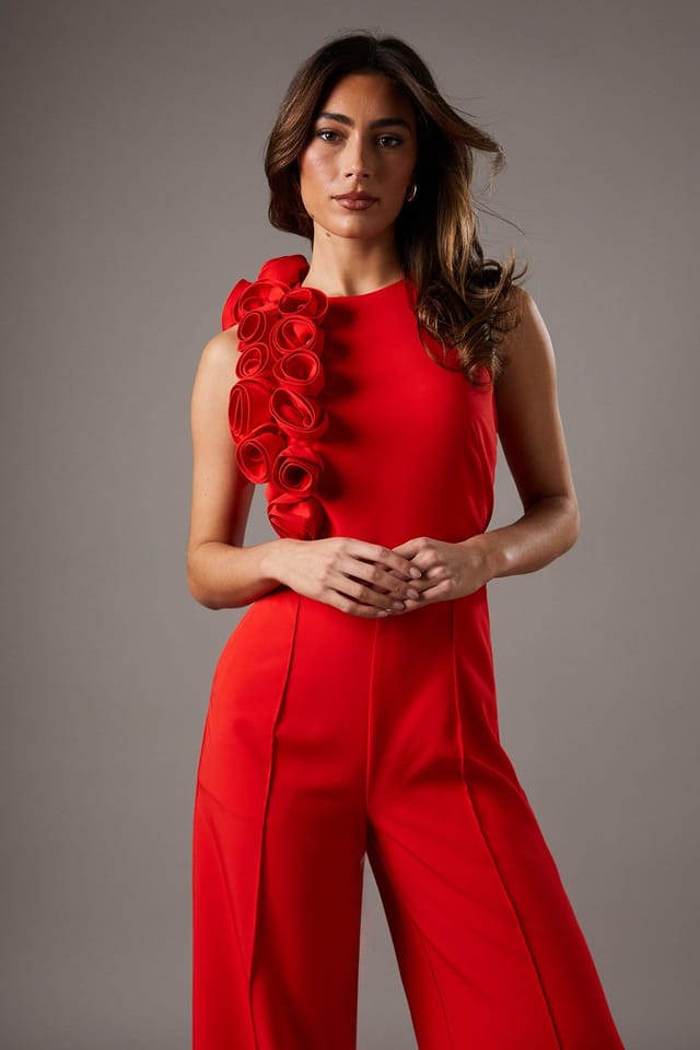 Coast Coast Women's Corsage Detail Pleated Jumpsuit in Poppy - 2