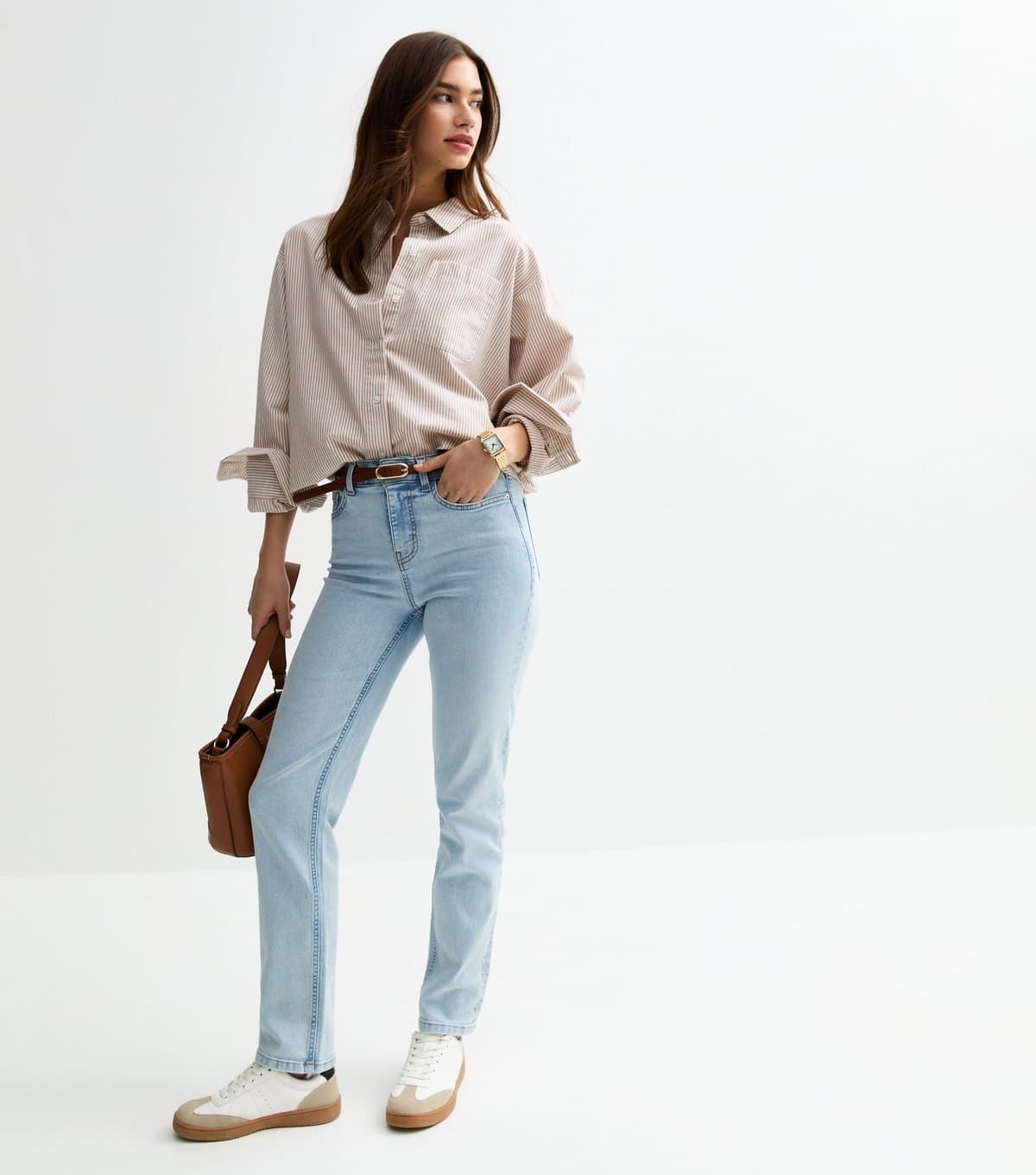 New Look Women's Light Blue Full Length Slim Straight Jeans New Look