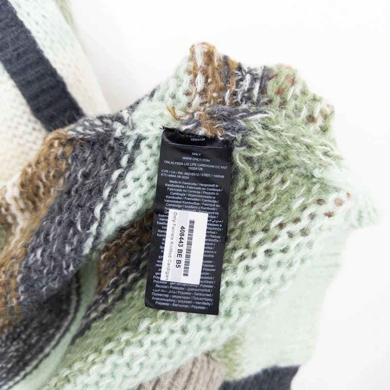 Only Only Alyssa Cardigan Size M NEW Blue Green Stripe Chunky Knit Longline RRP £48