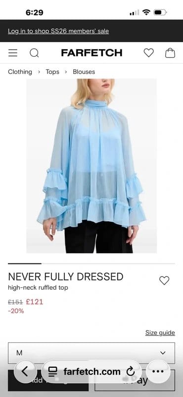 Never Fully Dressed Light Blue Chiffon Blouse