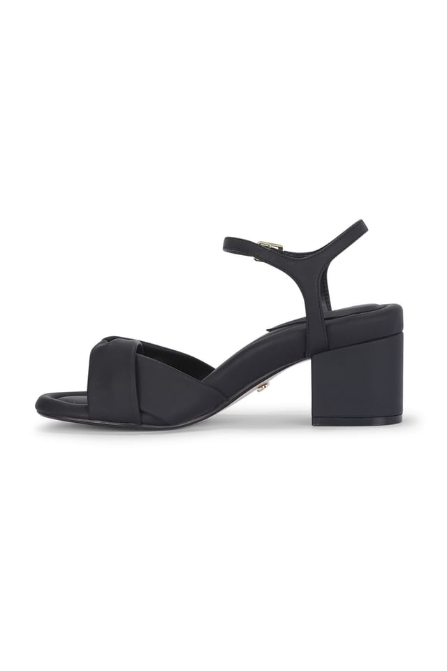 MALOW LONDON MALOW LONDON Women's Bella Heeled Sandals Buckle Strap PU Open Toe Block Heel Shoes in Black - 2