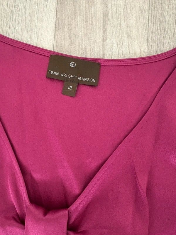 Fenn Wright Manson Pink Fuchsia Silk Empire Line Midi Dress UK 12