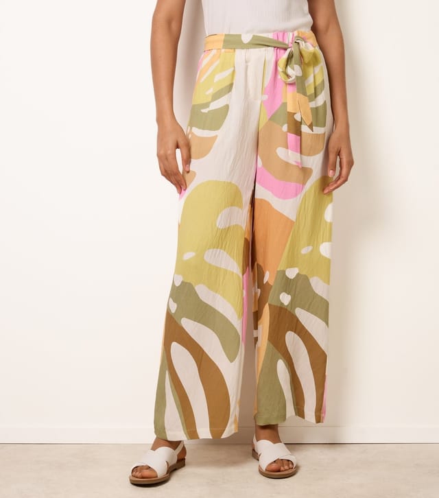 Blue Vanilla Women's Multicoloured Leaf Print Wide Leg Trousers Blue Vanilla New Look - 2