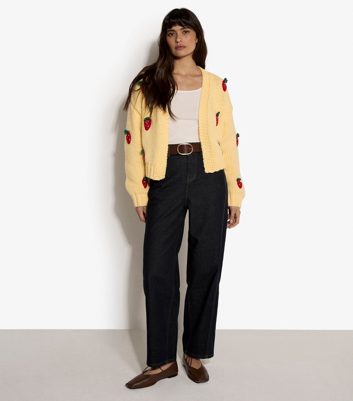 Apricot Women's Yellow Strawberry Motif Knitted Cardigan Apricot New Look - 2