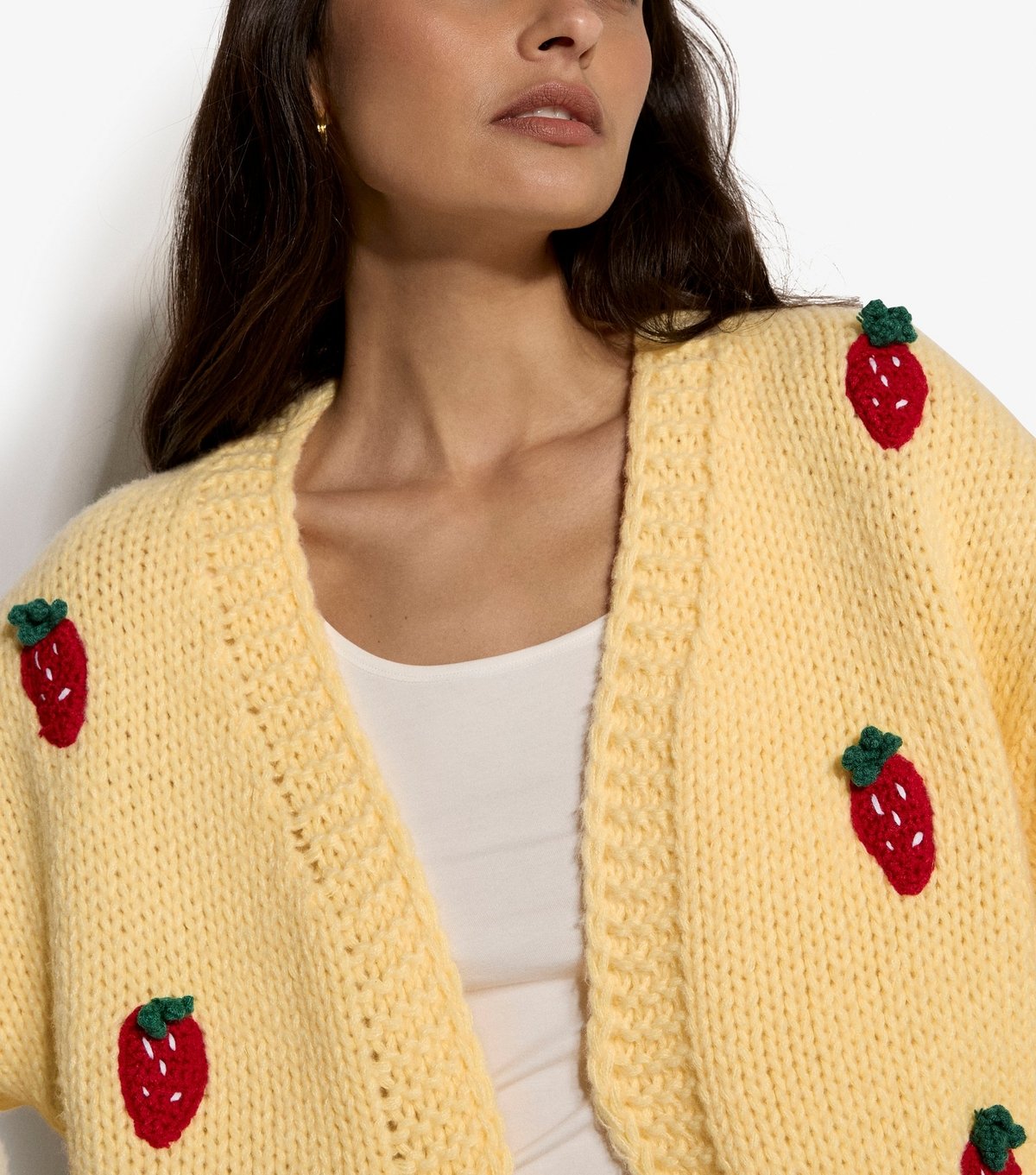 Apricot Women's Yellow Strawberry Motif Knitted Cardigan Apricot New Look - 4