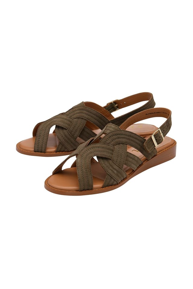 Ravel Ravel Women's 'Waren' Leather Ankle-Strap Sandals in Khaki - 2