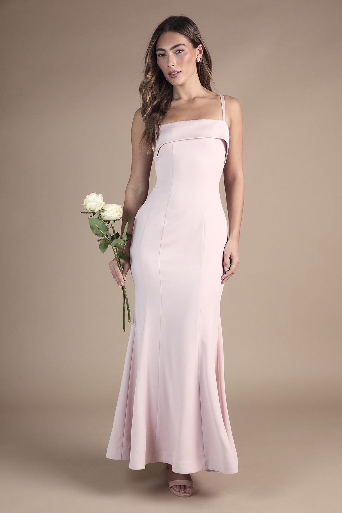 Coast Blush Strappy Satin Trim Bridesmaid Dress
