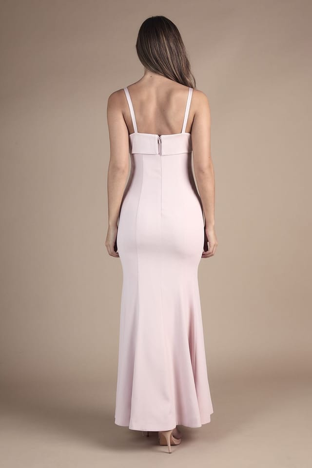 Coast Coast Women's Strappy Fitted Satin Trim Bridesmaid Dress in Blush - 3