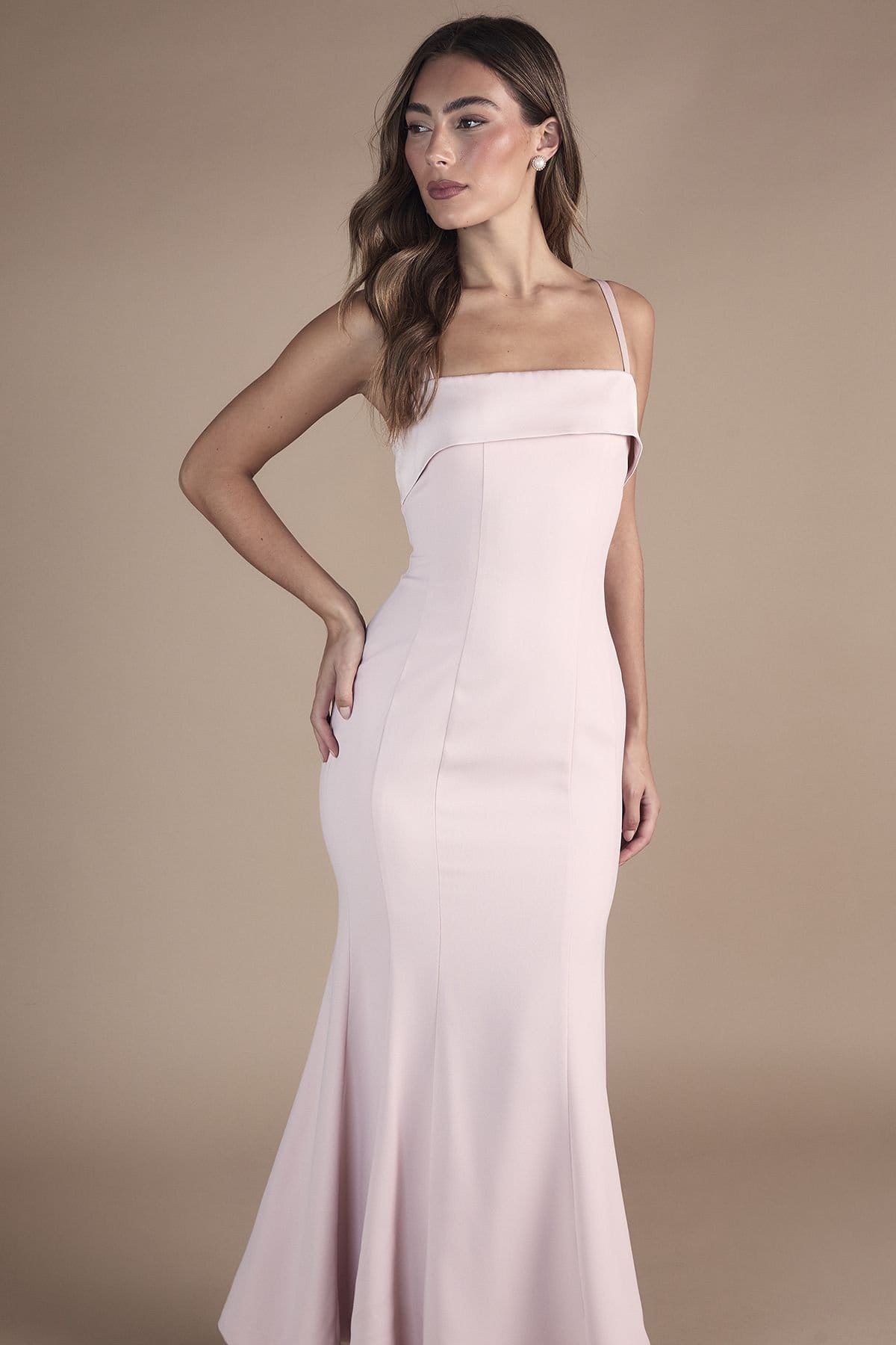 Coast Coast Women's Strappy Fitted Satin Trim Bridesmaid Dress in Blush - 4