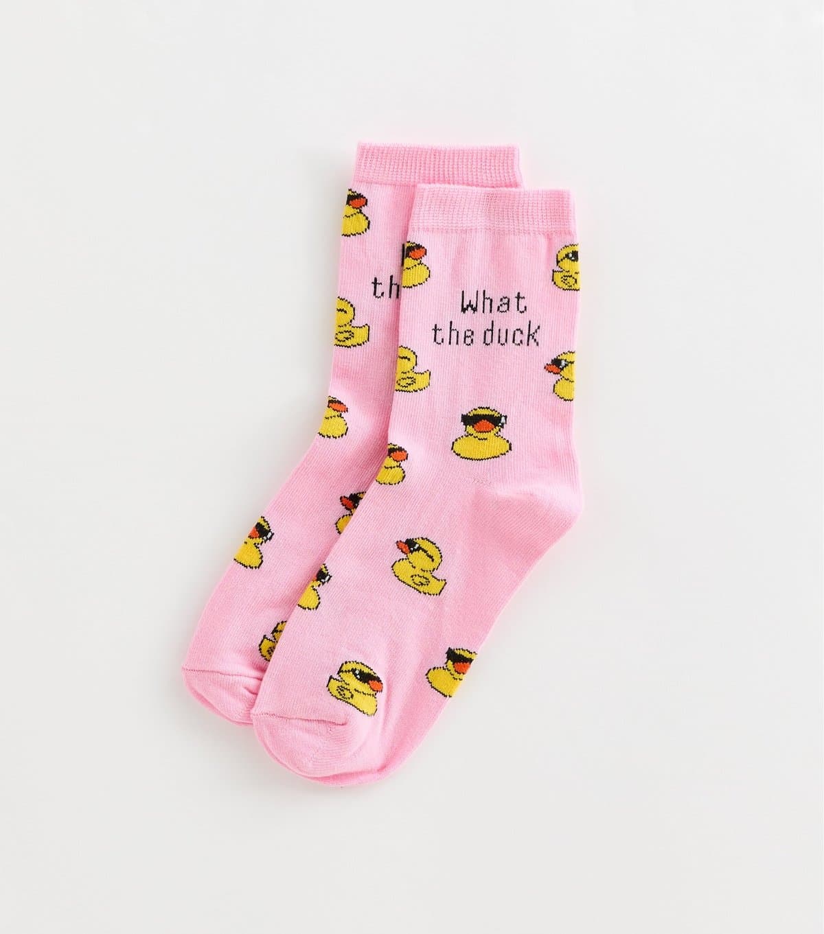 New Look New Look Pink Cotton Rich What The Duck Ankle Socks