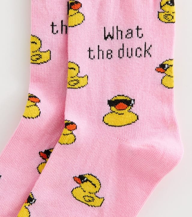 New Look Pink Cotton Rich What The Duck Ankle Socks New Look - 2