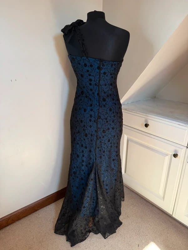 Morgan & Co. Morgan & Co Vintage y2k 90s 00s Gothic Blue Floral Sparkle Evening Prom Dress Size 6/8