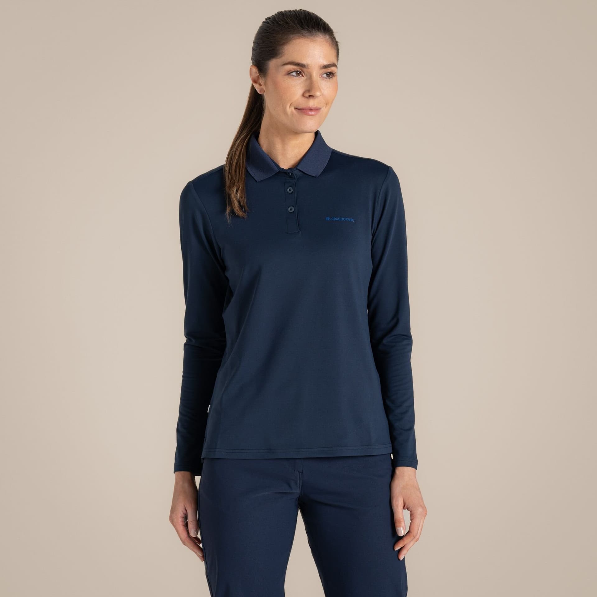 Craghoppers Craghoppers Navy Long Sleeved Golf Polo Shirt