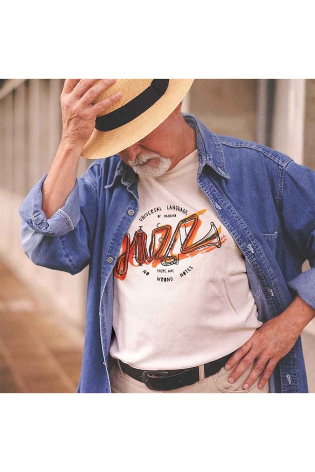 Bad Zebedee Bad Zebedee Men's Jazz Universal Language Of Mankind T-Shirt in White - 2