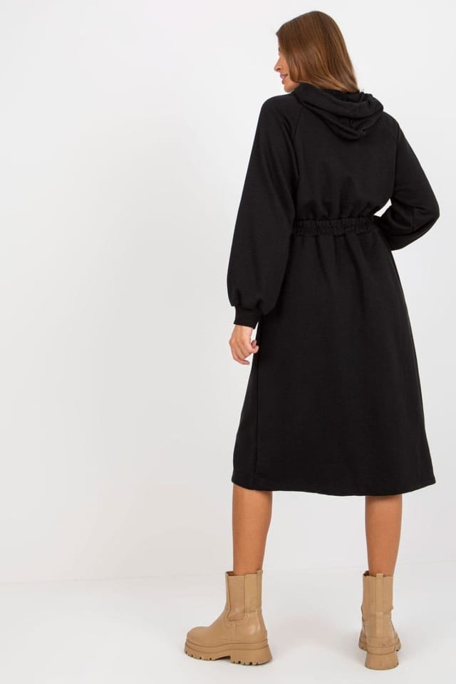 Love Lace Love Lace Women's Everyday Long Sleeve Hooded Tracksuit Dress in Black - 3