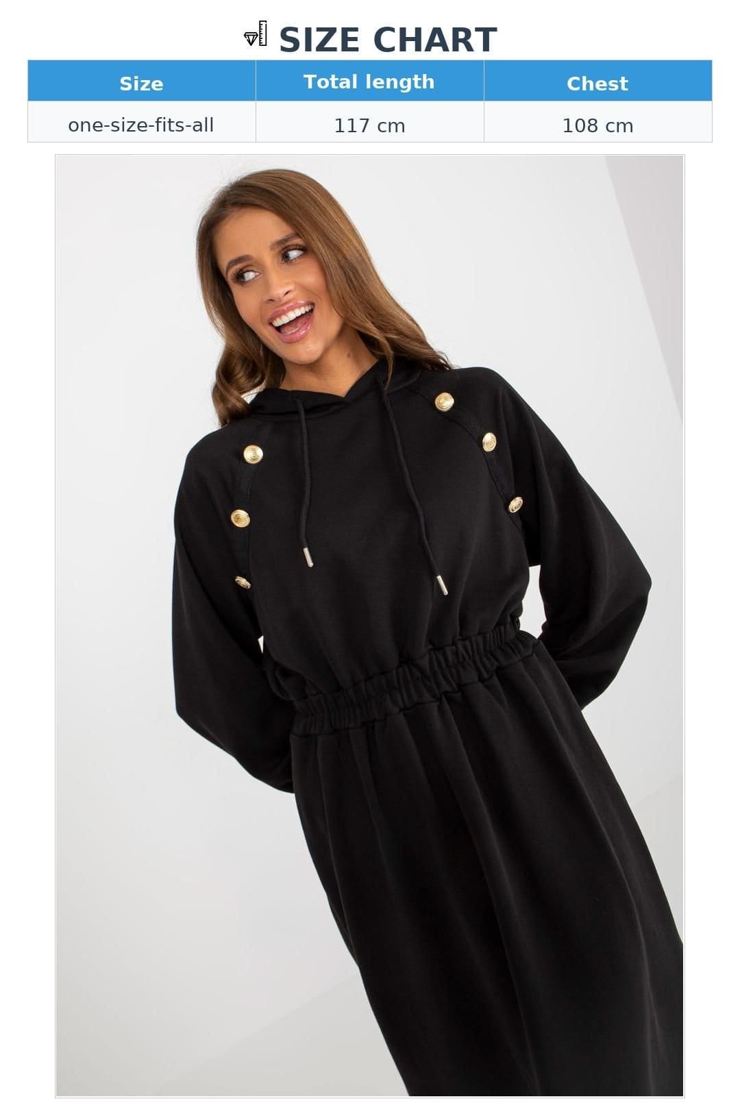 Love Lace Love Lace Women's Everyday Long Sleeve Hooded Tracksuit Dress in Black - 4