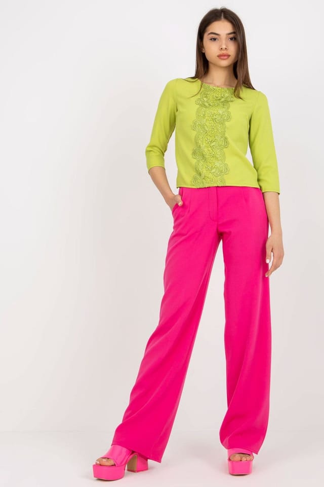 Love Lace Love Lace Women's 3/4 Sleeve Lace Front Blouse in Green - 2
