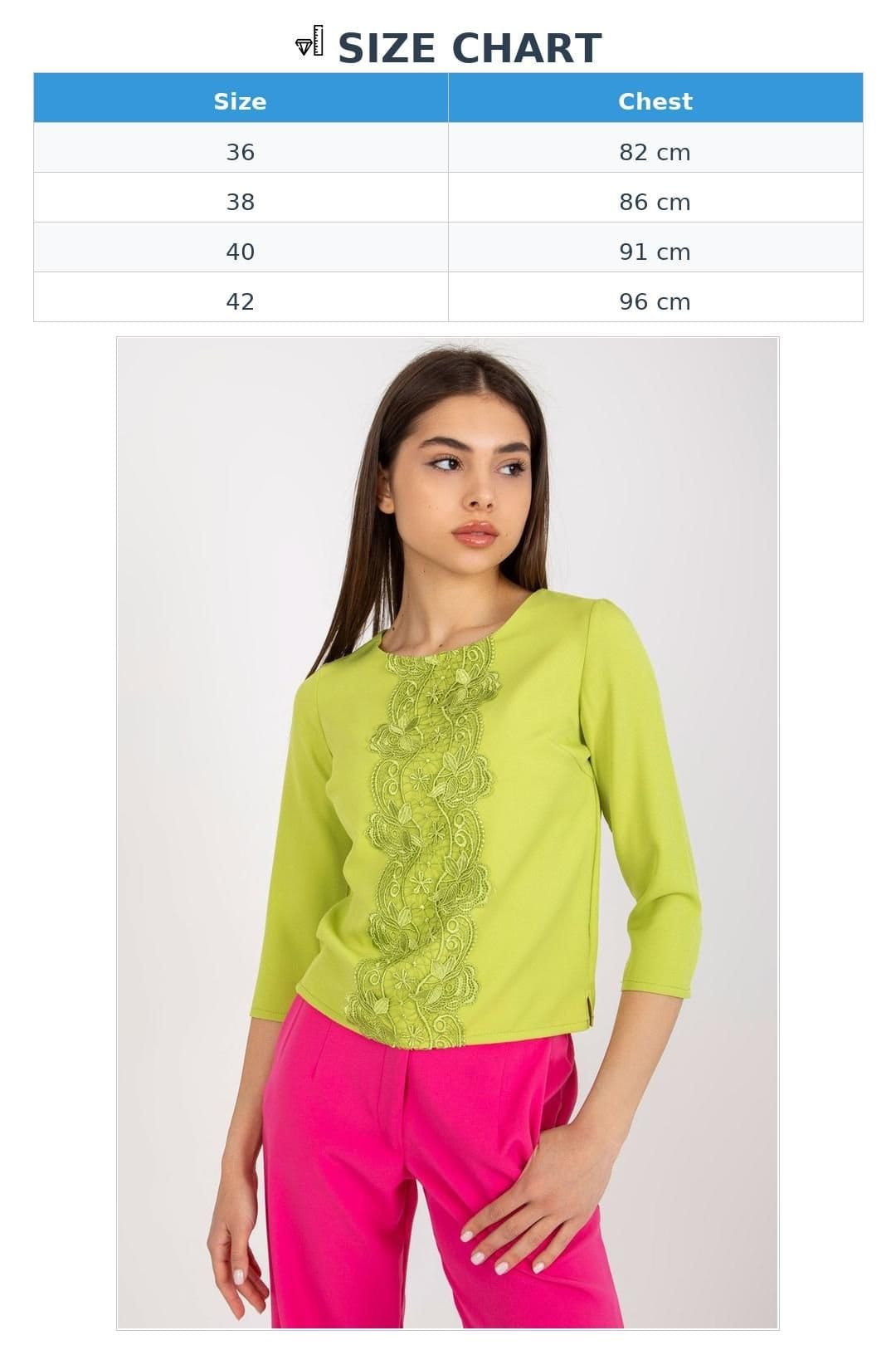 Love Lace Love Lace Women's 3/4 Sleeve Lace Front Blouse in Green - 4
