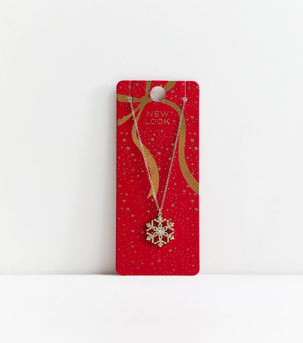 New Look Gold Tone Christmas Diamante Snowflake Necklace New Look