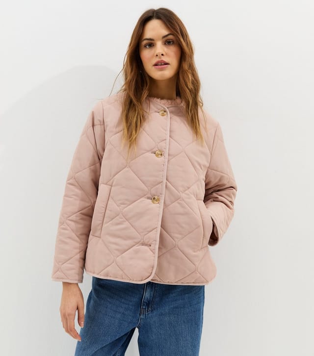 New Look Women's Pale Pink Soft Touch Quilted Jacket New Look - 2