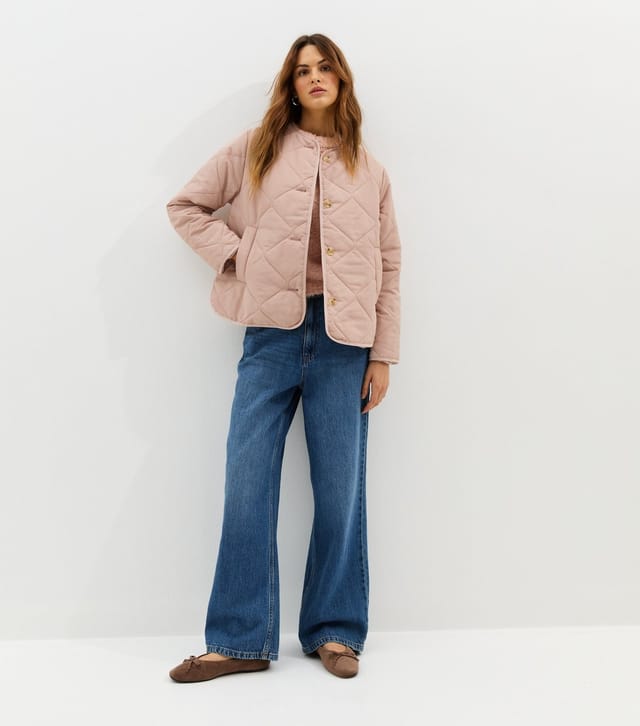 New Look Women's Pale Pink Soft Touch Quilted Jacket New Look - 3