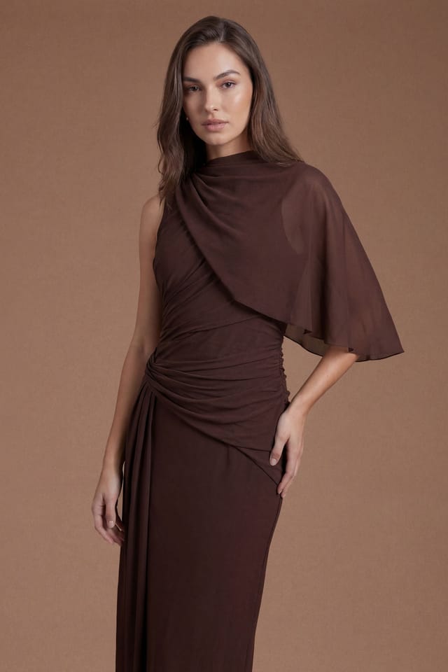 Coast Coast Women's High Neck Drape Contour Collective Bridesmaid Dress in Espresso - 2