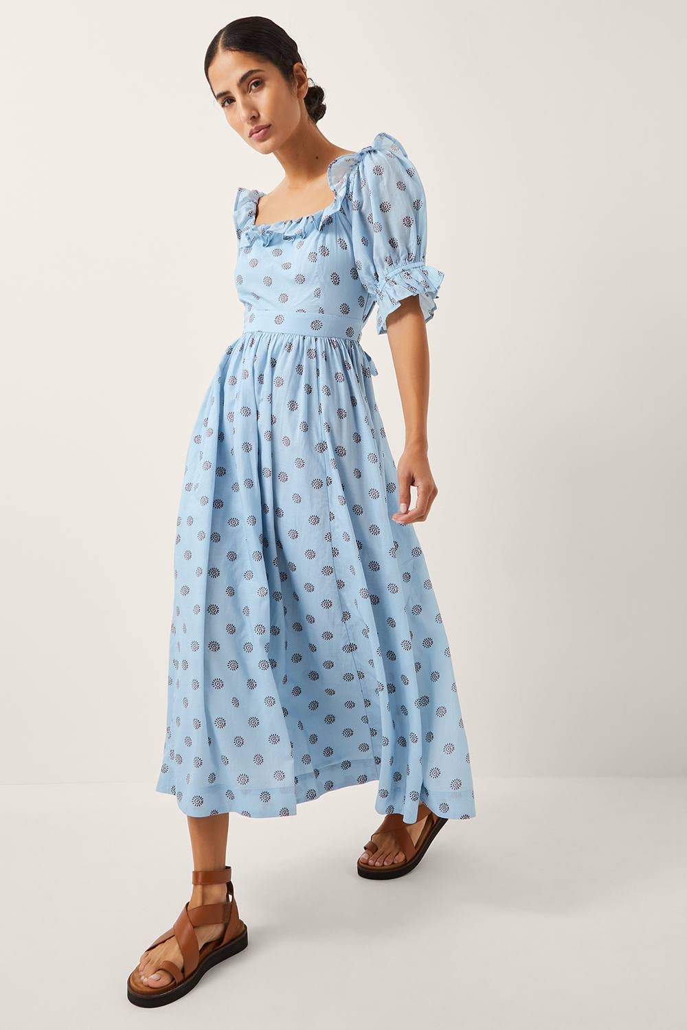 Monsoon Monsoon Women's The India Edit Matilda Printed Puff Sleeve Midi Dress Blue - 2