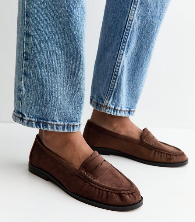 New Look Women's Brown Faux Suede Loafer Vegan New Look - 3