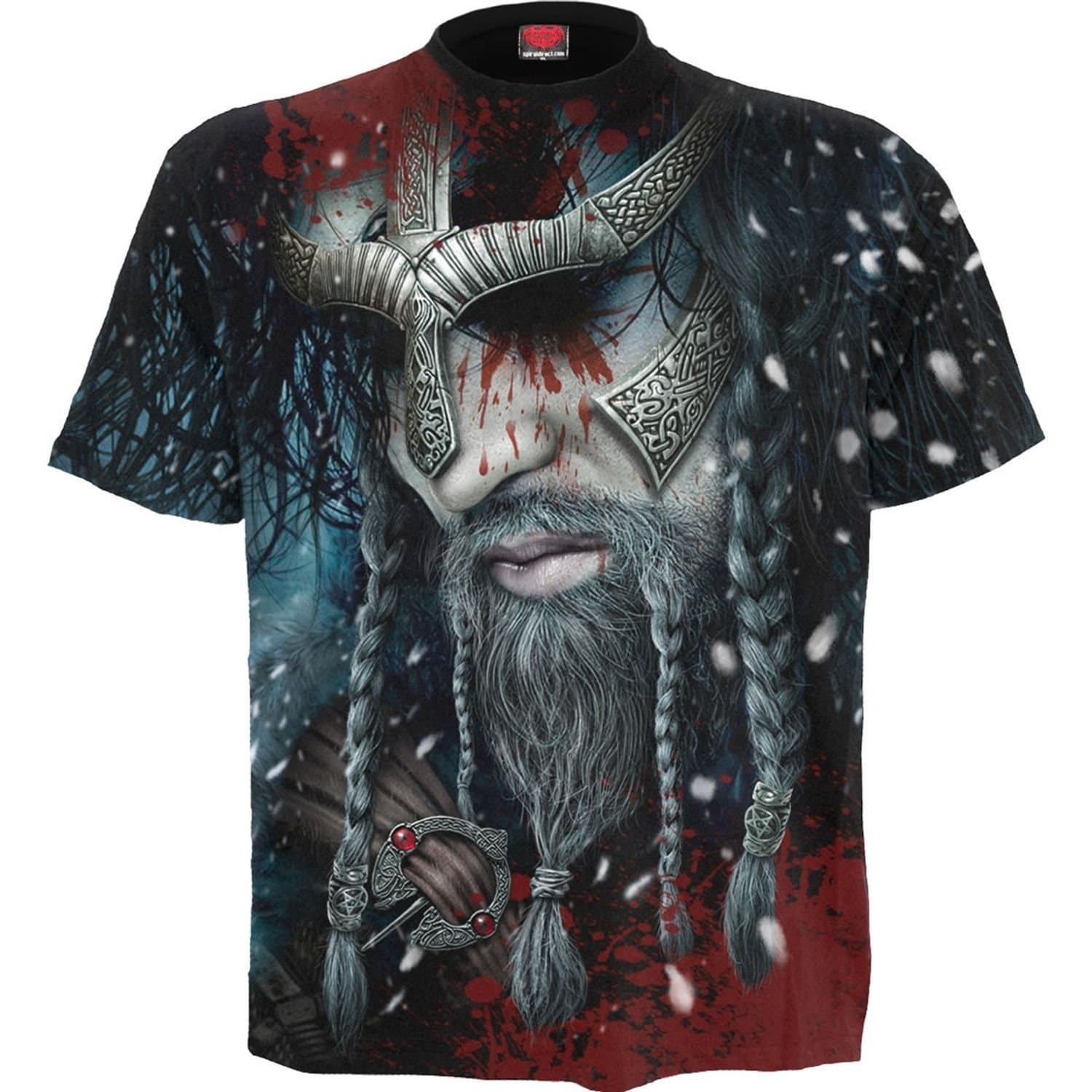 Spiral Direct Spiral Direct Men's Viking Wrap All-Over Print T-Shirt in Black