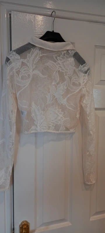 Bershka Bershka Cropped Cream pattern Blouse XS