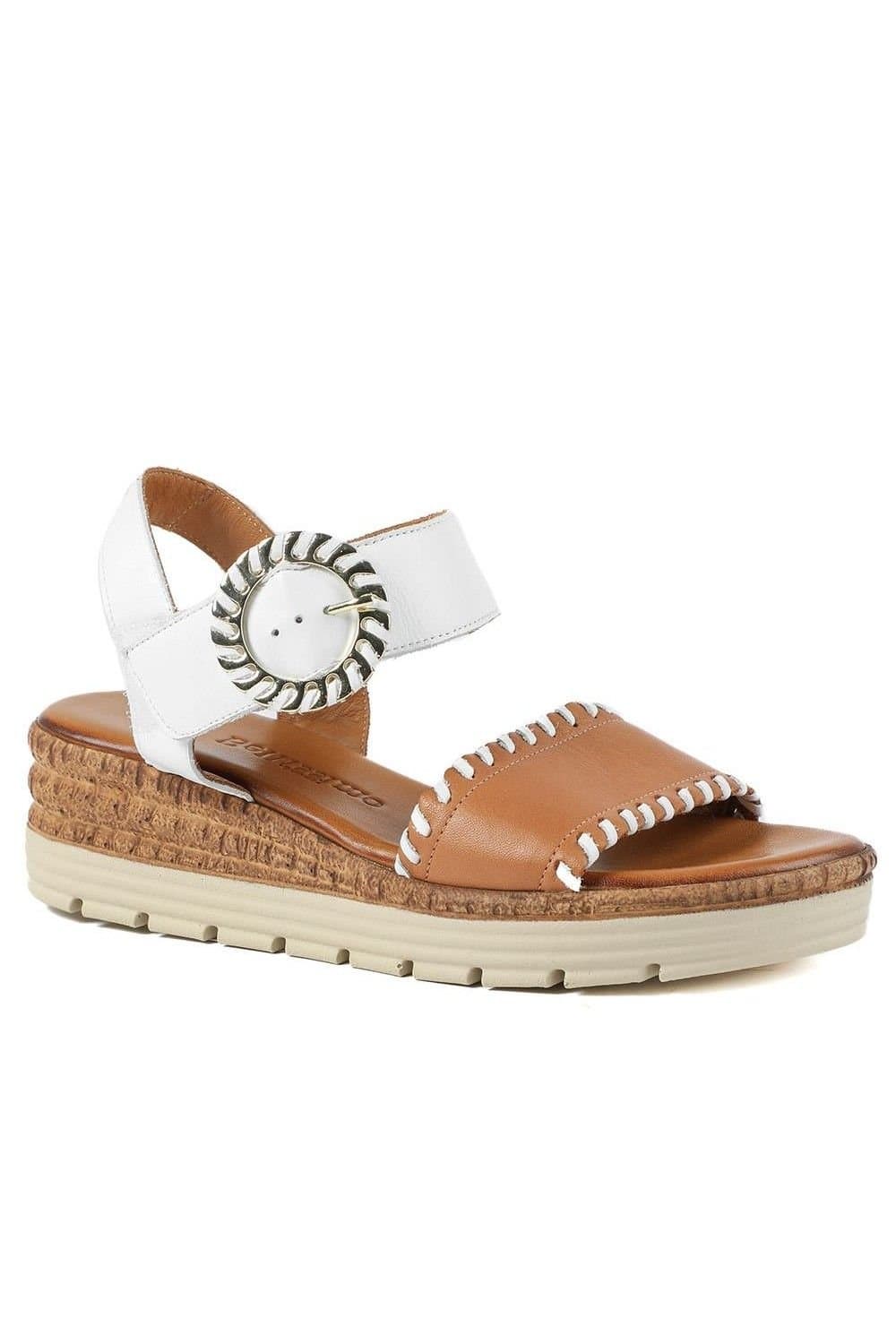 Bellissimo Bellissimo Women's Leather Buckle Fasten Wedge Sandals in White