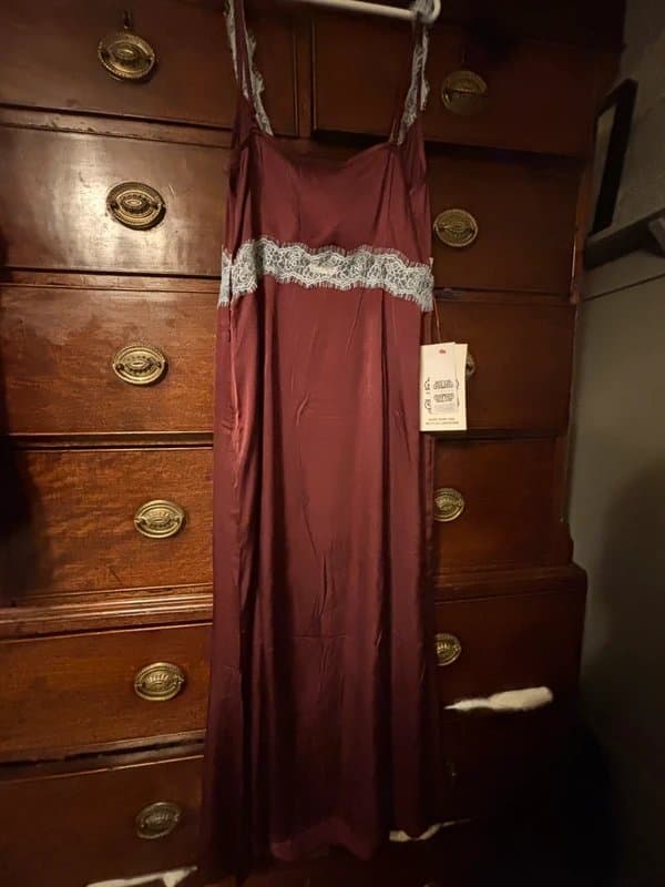 Never Fully Dressed Never fully dressed burgundy & blue Mimi dress satin & lace midi dress uk 10 BNWT rrp £99.00