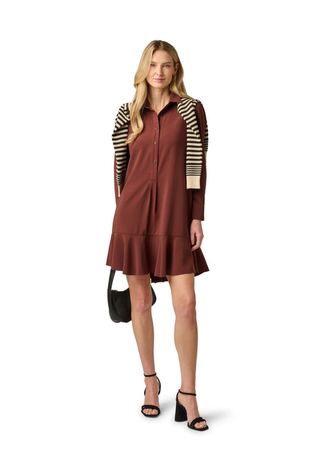 Adrianna Papell Adrianna Papell Women's Pull Over Shirt Dress in Brown