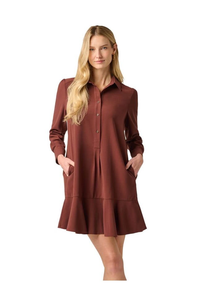 Adrianna Papell Adrianna Papell Women's Pull Over Shirt Dress in Brown - 2