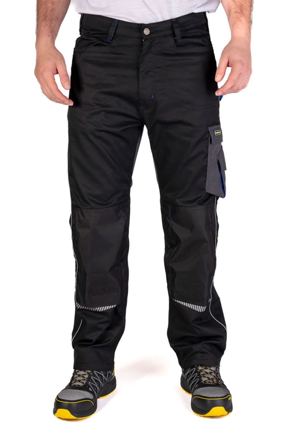 Goodyear Goodyear Men's Reflective Detail Knee Pad Pocket Cargo Trousers in Black