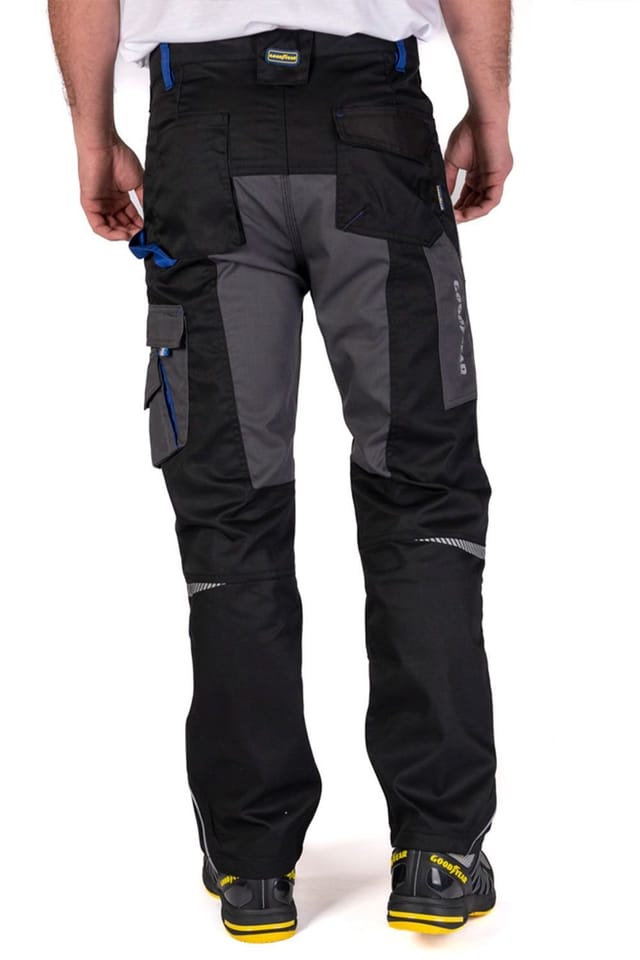 Goodyear Goodyear Men's Reflective Detail Knee Pad Pocket Cargo Trousers in Black - 3