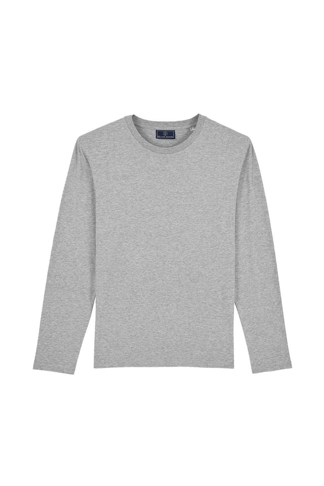 British Boxers British Boxers Men's "Grey Marl" Cotton Jersey Long Sleeve Top in Light Grey - 2