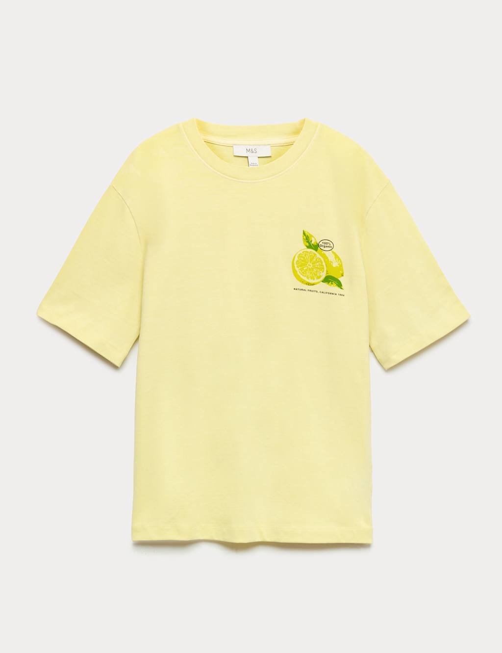 Marks & Spencer M&S Pure Cotton Graphic Oversized T-Shirt Yellow Mix - 2