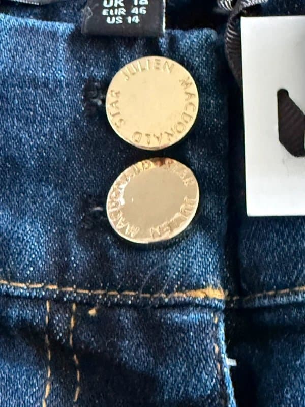 Star By Julien Macdonald STAR Julien Macdonald fabulous blue jeans with front pockets and gold buttons size 18