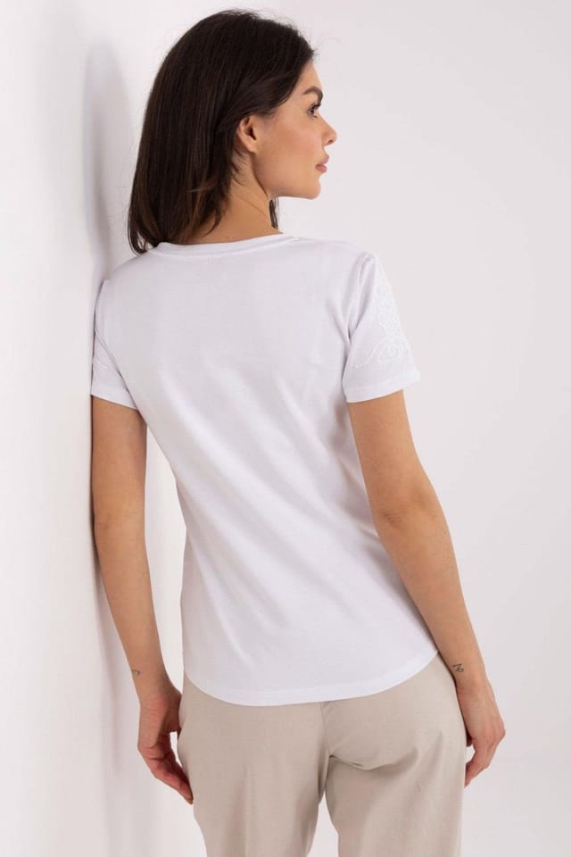 Love Lace Love Lace Women's Everyday Casual Cotton Elastane T-Shirt in White - 3