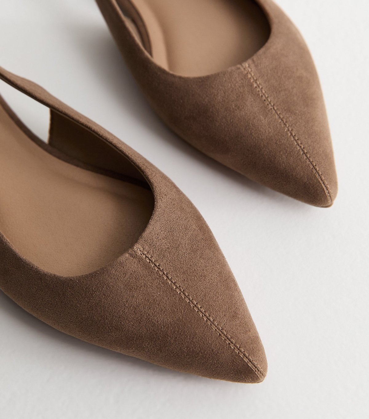 New Look Women's Brown Faux Suede Pointed Slingback Flats Vegan New Look - 3